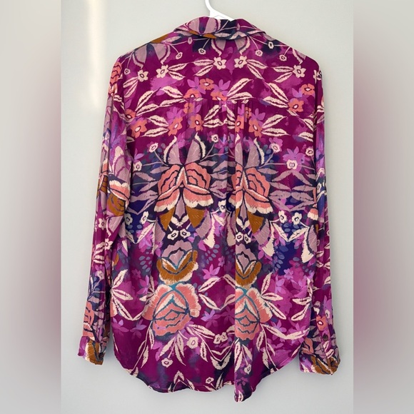 Pilcro Women's Size XS Romy Relaxed Button Down Boho Colorful Tropical Vacation - Picture 10 of 12